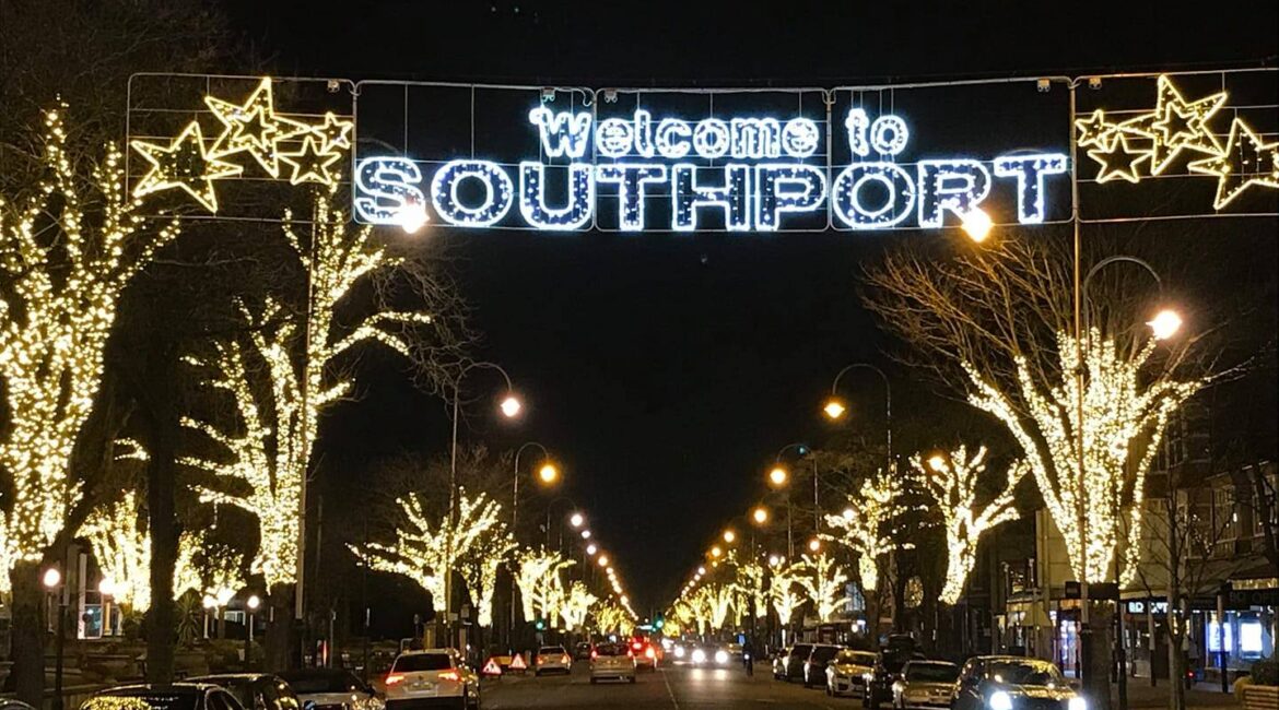 Lights on Lord Street in Southport provided by Southport BID. Photo by Andrew Brown Media