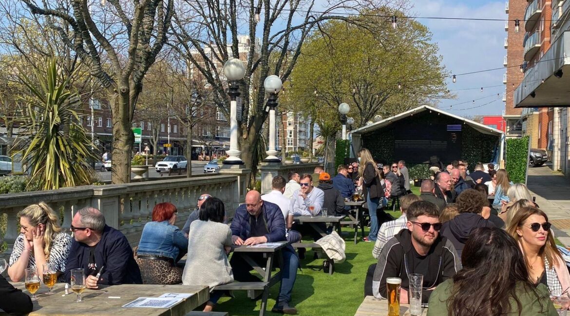 Guests enjoy meeting outside the Lord Street Hotel in Southport
